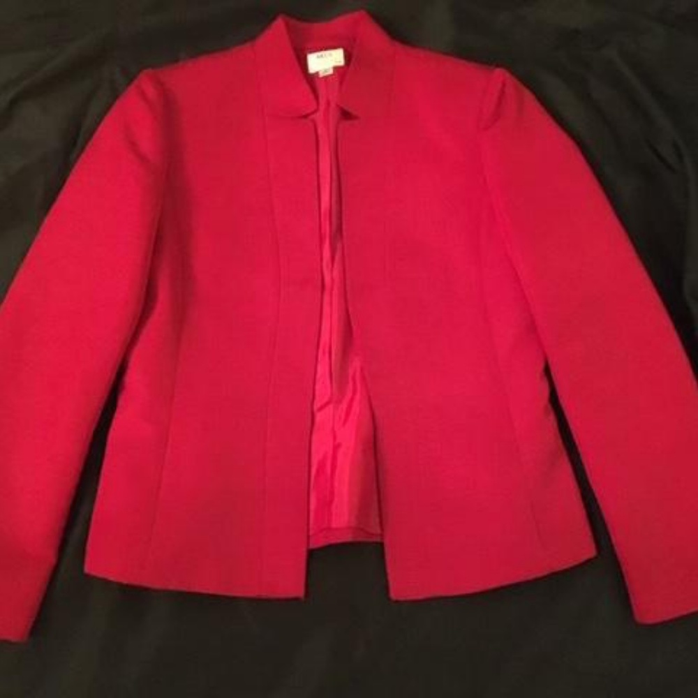 Tahari Red Mandarin Collar Jacket Size 6